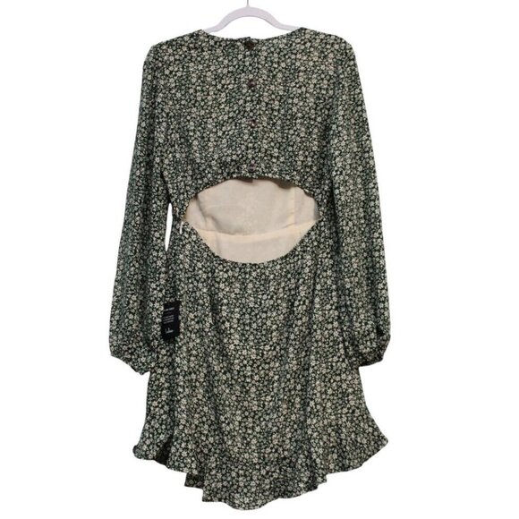 Lulus Mini Dress Medium Green Floral Ruffle Feminine Dainty Blooming Darling - Picture 8 of 13
